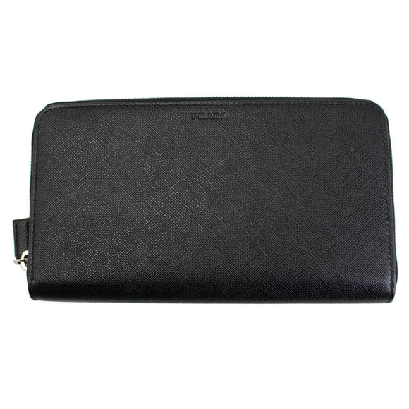 Prada Wallet zip document long holder leather black - Picture 1 of 4